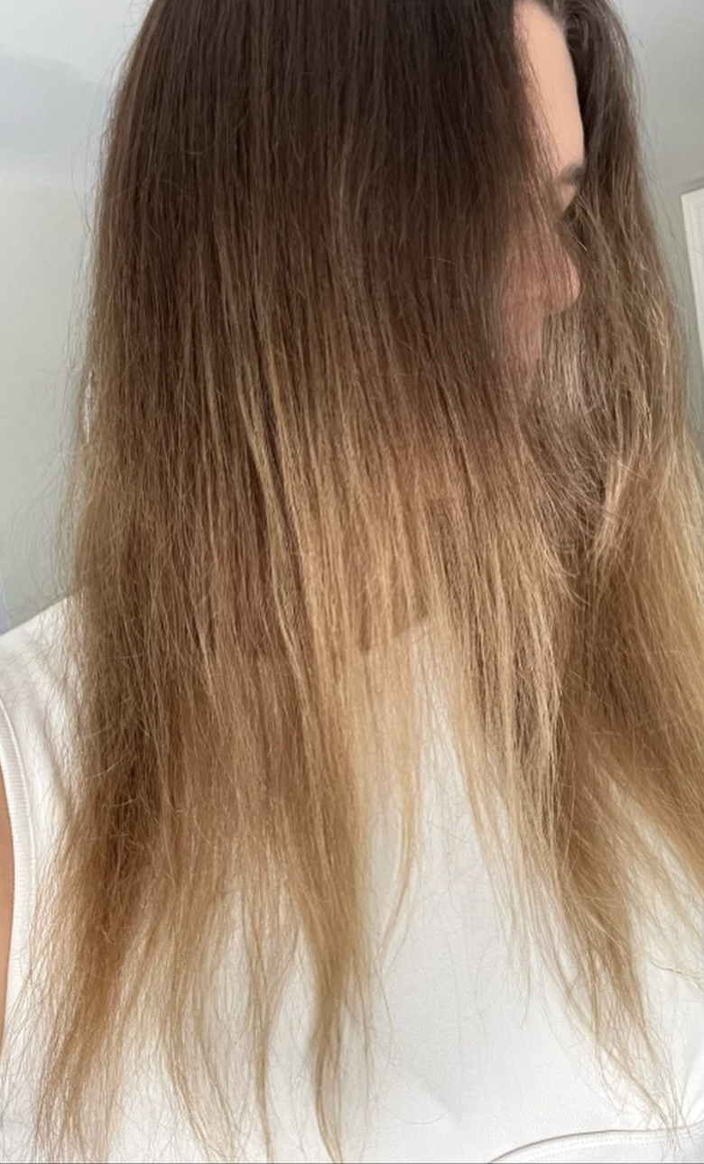 Hair before AMELINA — dry and dull